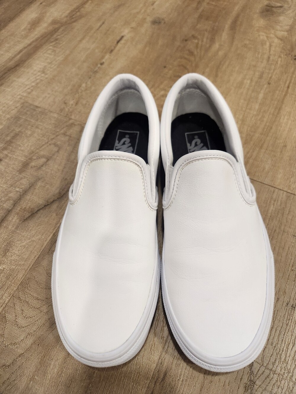 Vans Classic White Leather Slip-On Sneakers